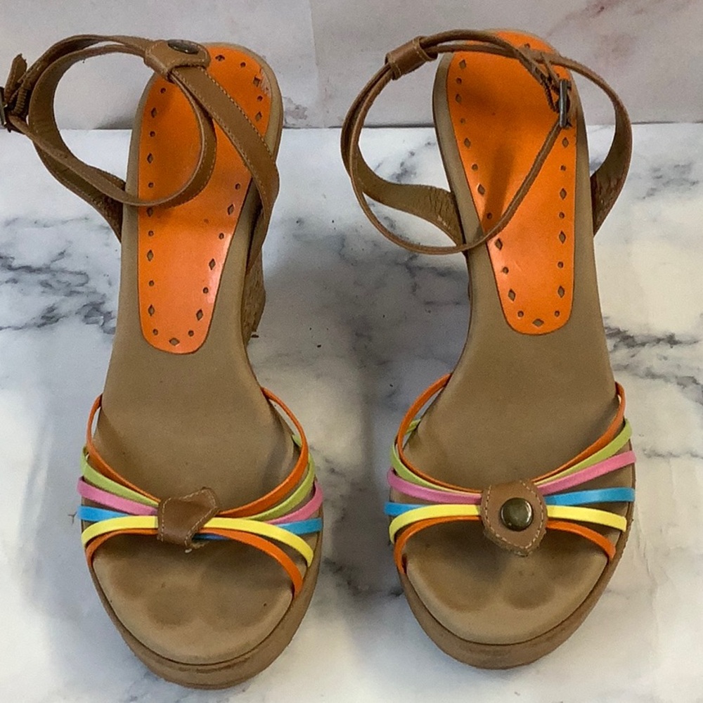 Used BCBG Colorful Strappy Sandals Size 5.5
